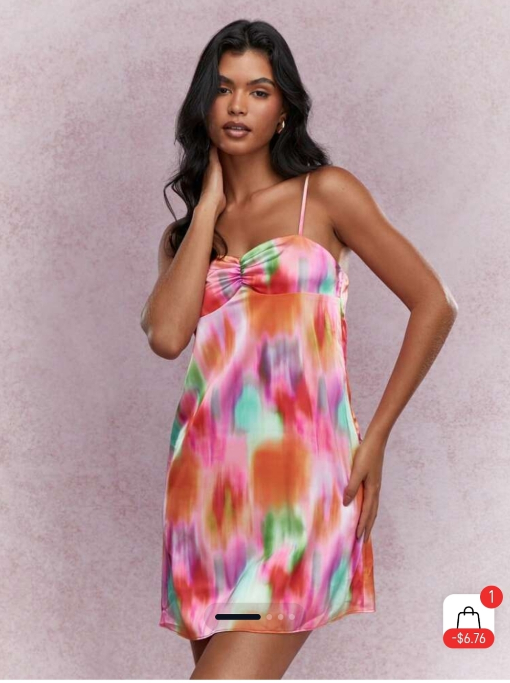 Missguided Printed Ruched Bust Cami Mini Dress,